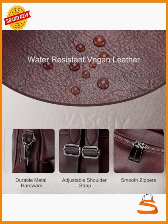 Large Vegan Leather Backpack Purse with Wallet Pouch Set Convertible Handbag